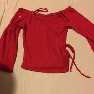 Red crop top long sleeve